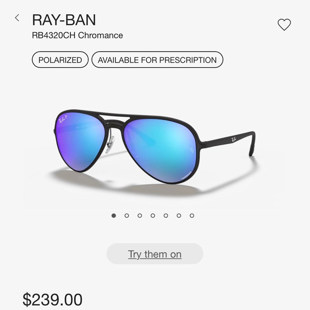 RayBan Polarized Chromance Blue Aviator Sunglasses; only worn a few times